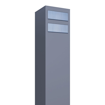 Cassetta postale in serie Monolith for Two in Grigio metallizzato con ribaltina in acciaio inox