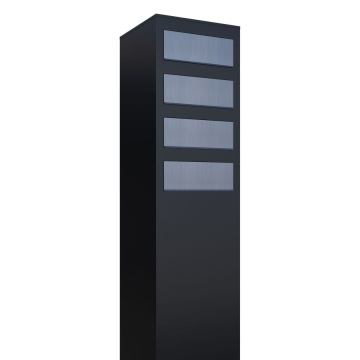 Cassetta postale in serie Monolith for Four in Nero con ribaltina in acciaio inox