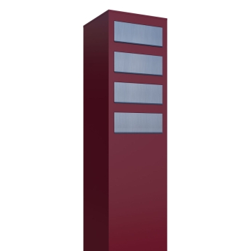 Cassetta postale in serie Monolith for Four in Rosso con ribaltina in acciaio inox