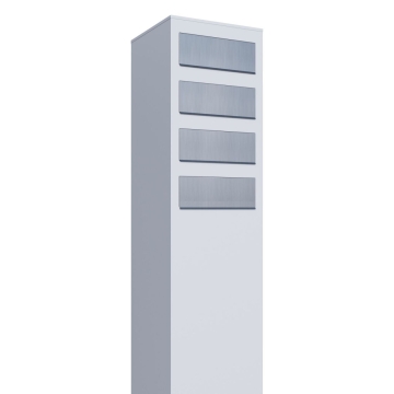 Cassetta postale in serie Monolith for Four in Bianco con ribaltina in acciaio inox
