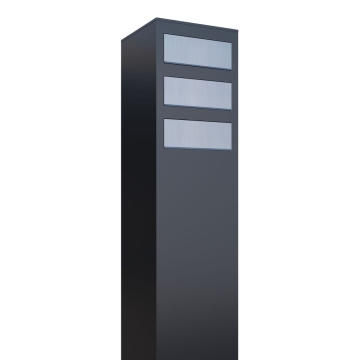 Cassetta postale in serie Monolith for Three in Nero con ribaltina in acciaio inox
