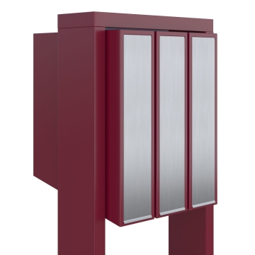 Cassetta postale in serie Flag for Three in Rosso con ribaltina in acciaio inox