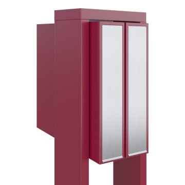 Cassetta postale in serie Flag for Two in Rosso con ribaltina in acciaio inox