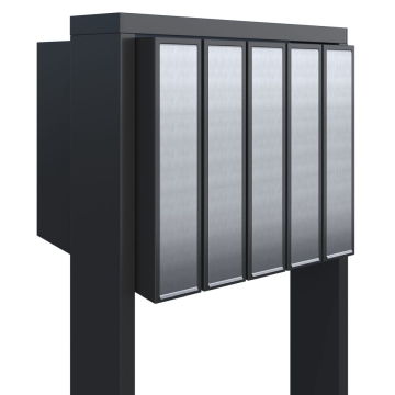 Cassetta postale in serie Flag for Five in Nero con ribaltina in acciaio inox