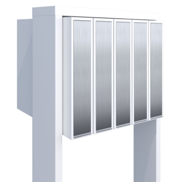 Cassetta postale in serie Flag for Five in Bianco con ribaltina in acciaio inox