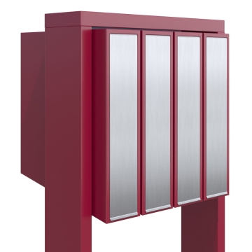 Cassetta postale in serie Flag for Four in Rosso con ribaltina in acciaio inox