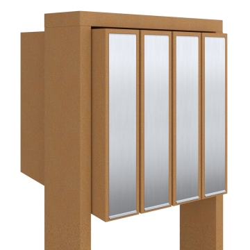 Cassetta postale in serie Flag for Four in Ruggine con ribaltina in acciaio inox