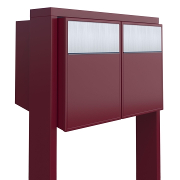 Cassetta postali in serie Big Flag for Two Rosso con ribaltina in acciaio inox