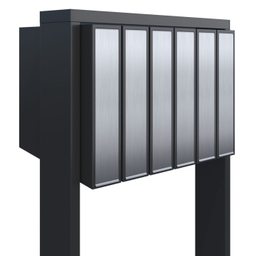 Cassetta postale in serie Flag for Six in Nero con ribaltina in acciaio inox