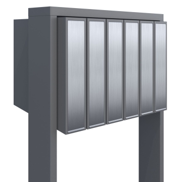 Cassetta postale in serie Flag for Six in Grigio metallizzato con ribaltina in acciaio inox