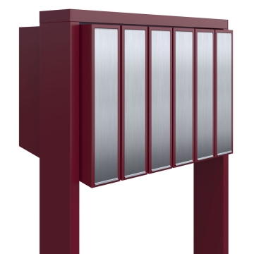 Cassetta postale in serie Flag for Six in Rosso con ribaltina in acciaio inox