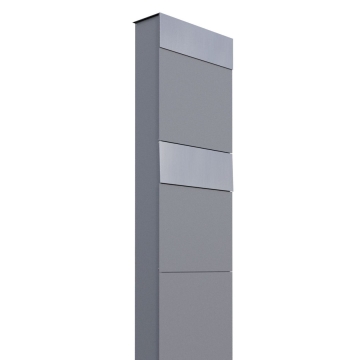 Cassetta postale in serie The Box for Two in Grigio metallizzato con ribaltina in acciaio inox
