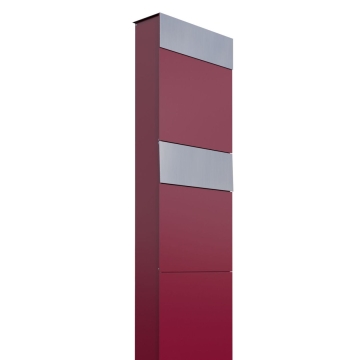 Cassetta postale in serie The Box for Two in Rosso con ribaltina in acciaio inox