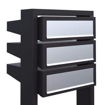 Cassetta postale in serie Stairs for Three in Nero con ribaltina in acciaio inox