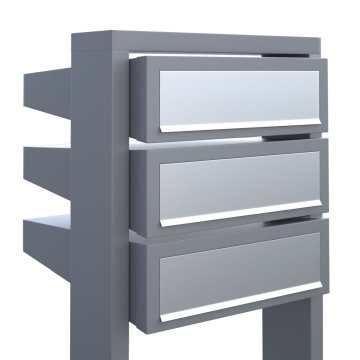 Cassetta postale in serie Stairs for Three in Grigio metallizzato con ribaltina in acciaio inox