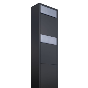 Cassetta postale in serie Big Box for Two in Nero con ribaltina in acciaio inox