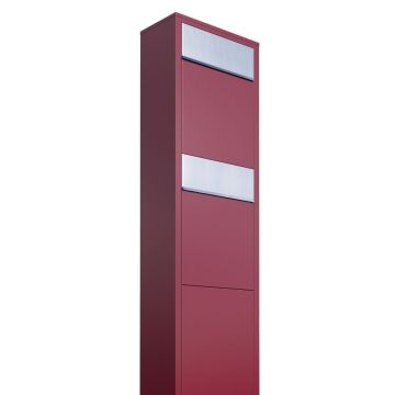 Cassetta postale in serie Big Box for Two in Rosso con ribaltina in acciaio inox