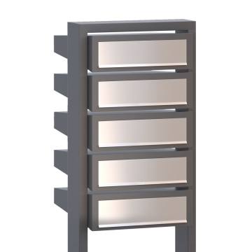 Cassetta postale in serie Stairs for Five in Grigio metallizzato con ribaltina in acciaio inox