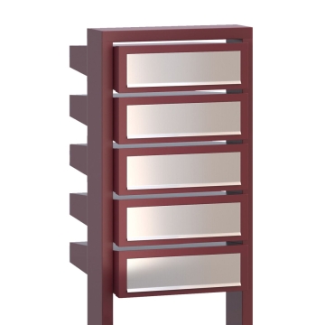 Cassetta postale in serie Stairs for Five in Rosso con ribaltina in acciaio inox