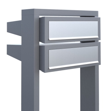 Cassetta postale in serie Stairs for Two in Grigio metallizzato con ribaltina in acciaio inox