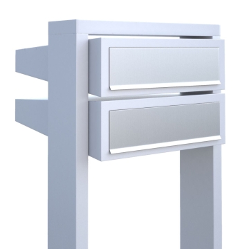 Cassetta postale in serie Stairs for Two in Bianco con ribaltina in acciaio inox