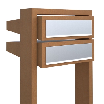 Cassetta postale in serie Stairs for Two in Ruggine con ribaltina in acciaio inox