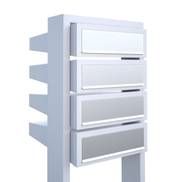 Cassetta postale in serie Stairs for Four in Bianco con ribaltina in acciaio inox