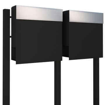 Cassetta postale in serie Manhattan for Two Nero con ribaltina in acciaio inox