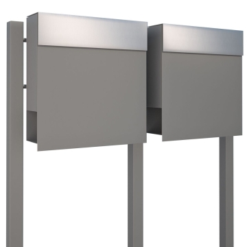 Cassetta postale in serie Manhattan for Two Grigio metallizzato con ribaltina in acciaio inox