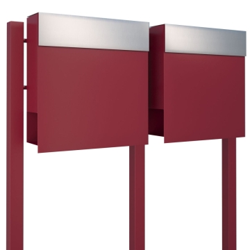 Cassetta postale in serie Manhattan for Two in Rosso con ribaltina in acciaio inox