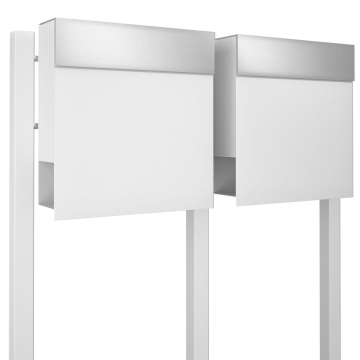 Cassetta postale in serie Manhattan for Two Bianca con ribaltina in acciaio inox