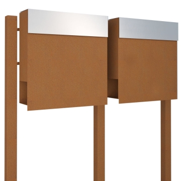Cassetta postale in serie Manhattan for Two Ruggine con ribaltina in acciaio inox