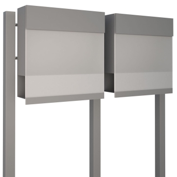Cassetta postale in serie Manhattan Special White for Two in Grigio metallizzato con piastra