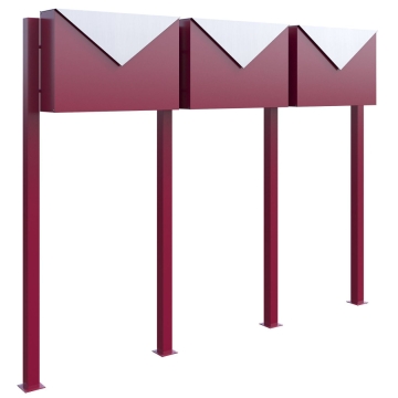 Cassetta postale in serie Letter for Three in Rosso con ribaltina in acciaio inox