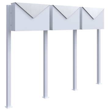 Cassetta postale in serie Letter for Three in Bianco con ribaltina in acciaio inox