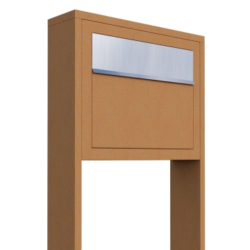 Cassetta postale con supporto Elegance in Ruggine con ribaltina in acciaio inox