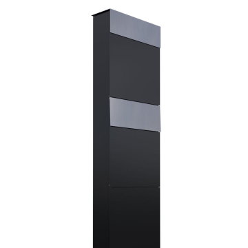Cassetta postale in serie The Box for Two in Nero con ribaltina in acciaio inox