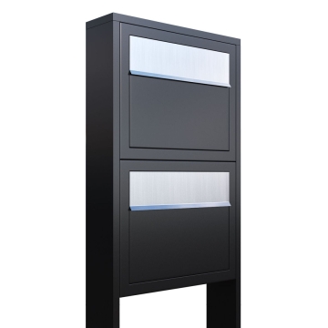 Cassetta postale in serie Elegance for Two in Nero con ribaltina in acciaio inox