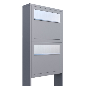 Cassetta postale in serie Elegance for Two in Grigio metallizzato con ribaltina in acciaio inox