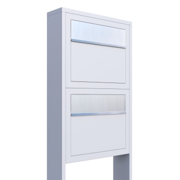Cassetta postale in serie Elegance for Two in Bianco con ribaltina in acciaio inox