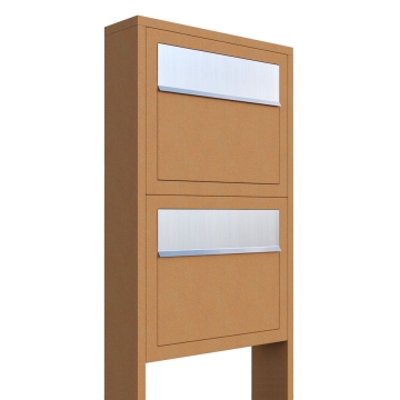 Cassetta postale in serie Elegance for Two in Ruggine con ribaltina in acciaio inox