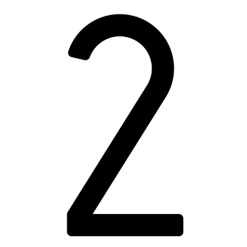 Numero Civico moderno '' 2 '' - 152 mm in nero