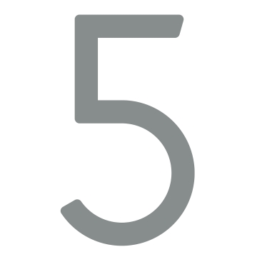 Numero Civico moderno '' 5 '' - 152 mm in grigio metallico