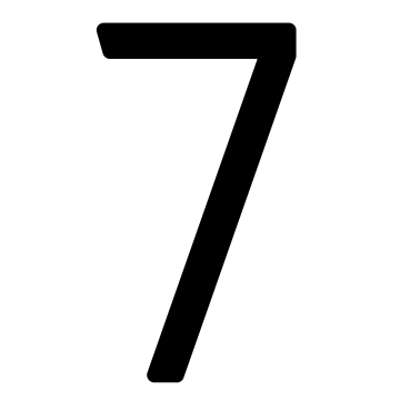 Numero Civico moderno '' 7 '' - 152 mm in nero