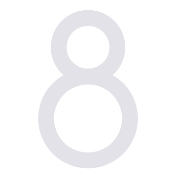 Numero Civico  moderno '' 8 '' - 152 mm in bianco