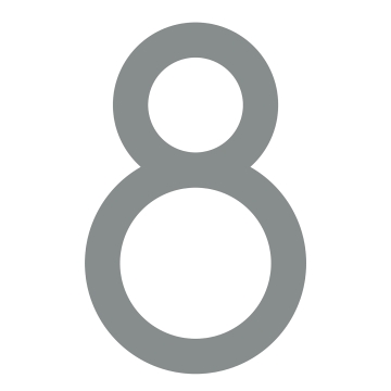 Numero Civico moderno '' 8 '' - 245 mm in grigio metallico