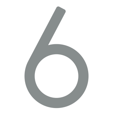 Numero Civico moderno '' 6 '' - 200 mm in grigio metallico
