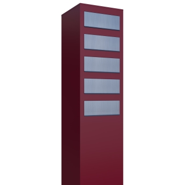 Cassetta postale in serie Monolith for Five in Rosso con ribaltina in acciaio inox
