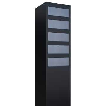 Cassetta postale in serie Monolith for Five in Nero con ribaltina in acciaio inox