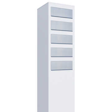 Cassetta postale in serie Monolith for Five in Bianco con ribaltina in acciaio inox